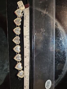 Two-Tone Heart Link Bracelet in Gold and Silver Circle Y Silver